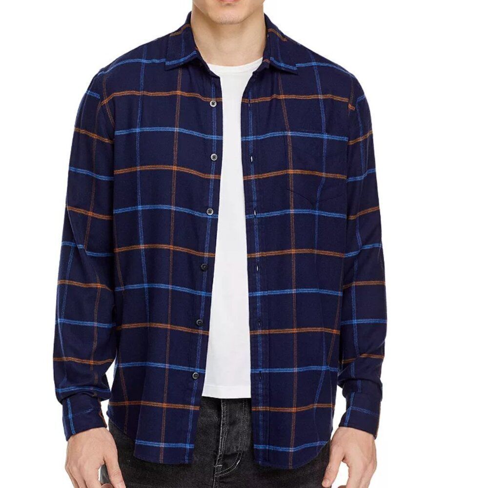 The Men’s Store Bloomingdale’s Navy Blue Plaid Button up shirt Small NWT